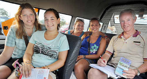 Fewer backpackers such as Tanja Volkart and Dominique Schwoerer from Switzerland and Jo Martin and Sarah Nielson from London are checking in with Peter May from Next Backpackers. Fewer backpackers such as Tanja Volkart and Dominique Schwoerer from Switzerland and Jo Martin and Sarah Nielson from London are checking in with Peter May from Next Backpackers.